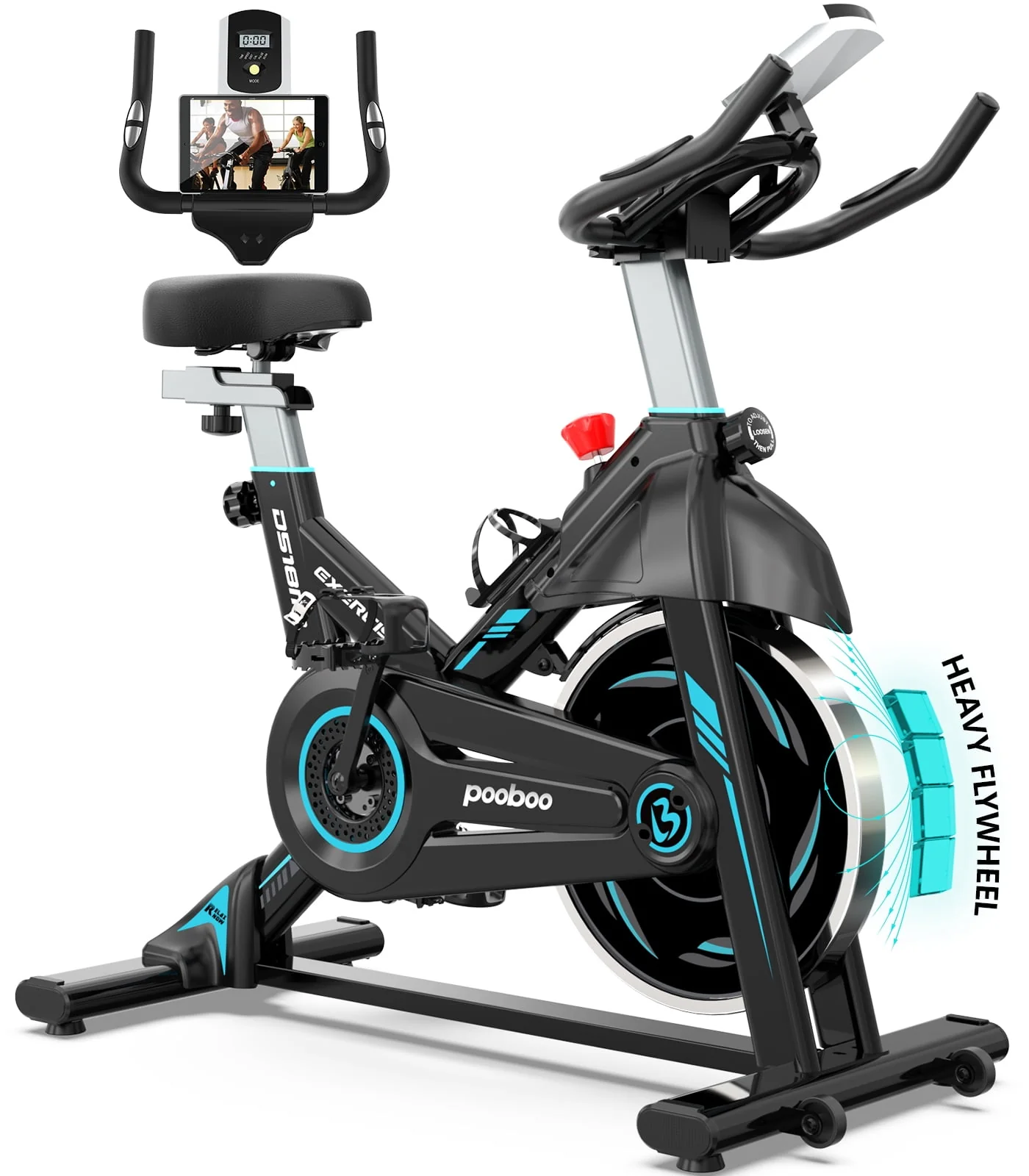 121EF3B0-927D-5A1A-EB83-7894EE6F2D90 Pooboo Indoor Cycling Bike Magnetic Stationary Exercise Bikes Home Cardio Workout Bicycle Machine 350lb Flywheel Weight 40lbs - Image 1