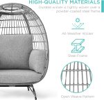 Best Choice Products Wicker Egg Chair, Oversized Indoor Outdoor Lounger for Patio, Backyard, Living Room w/ 4 Cushions, Steel Frame, 440lb Capacity - Ivory - Image 36