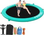 Inflatable Dock Floating Platform, 8ft Inflatable Water Hammock Floating Deck for Lake W/Cupholder, Round Floating Ring Float Ring, Pool Float Raft Lounger Island Platform Pad - Image 26
