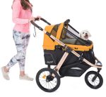 Jogging Sports Stroller with Comfort Rubber Wheels/Zipper-Less Entry/1-Hand Quick Fold/Aluminum Frame for Small/Medium Dogs, Cats and Pets (Green Camo) - Image 6